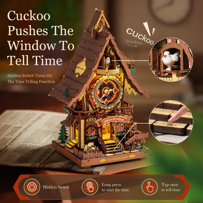 Robotime ROKR Cuckoo Clock Mechanical 3D Wooden Puzzle Christmas Cuckoo Clock Building Kit Holiday DIY Project for Teens Adults    Home Decor Supply | Online Retail | ShoreShopper.com