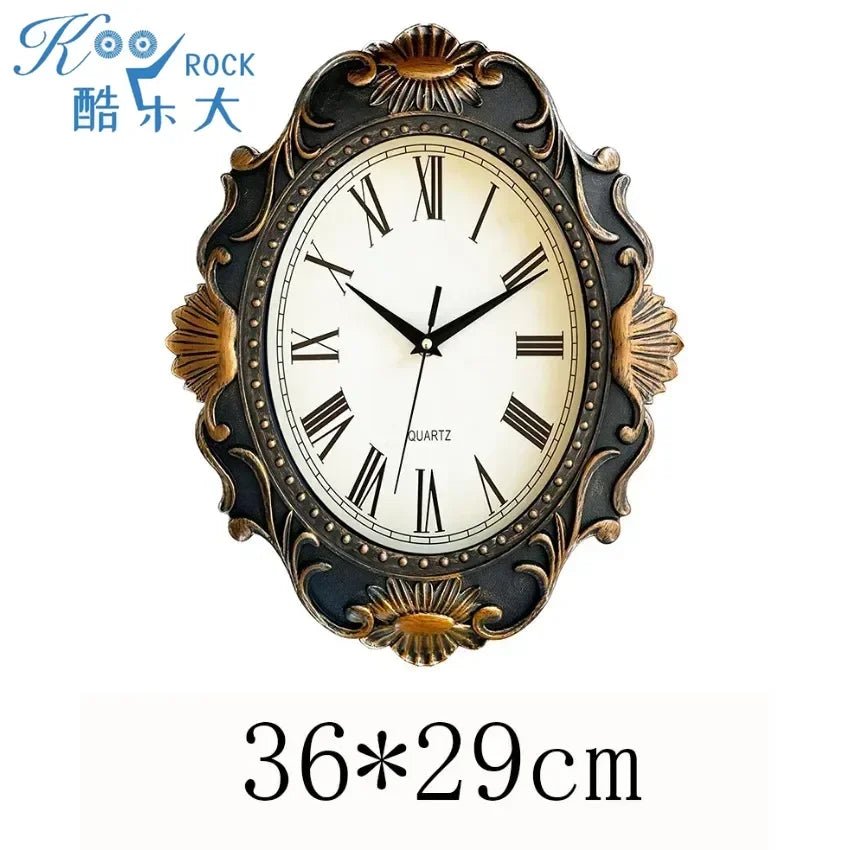 14" Vintage European Court elegance classical Style Wall Clock with Electroplated Black Gold/Silver & Roman Numerals for bedroom    Home Decor Supply | Online Retail | ShoreShopper.com