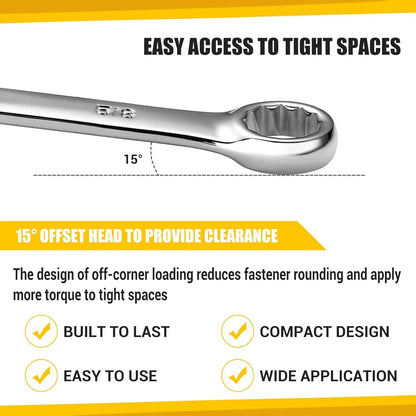 DEKOPRO Combination Wrench Set SAE / Metric,  1/4'' to 1'' & 8-22mm, 12-Point, Chrome Vanadium Steel    Home Decor Supply | Online Retail | ShoreShopper.com