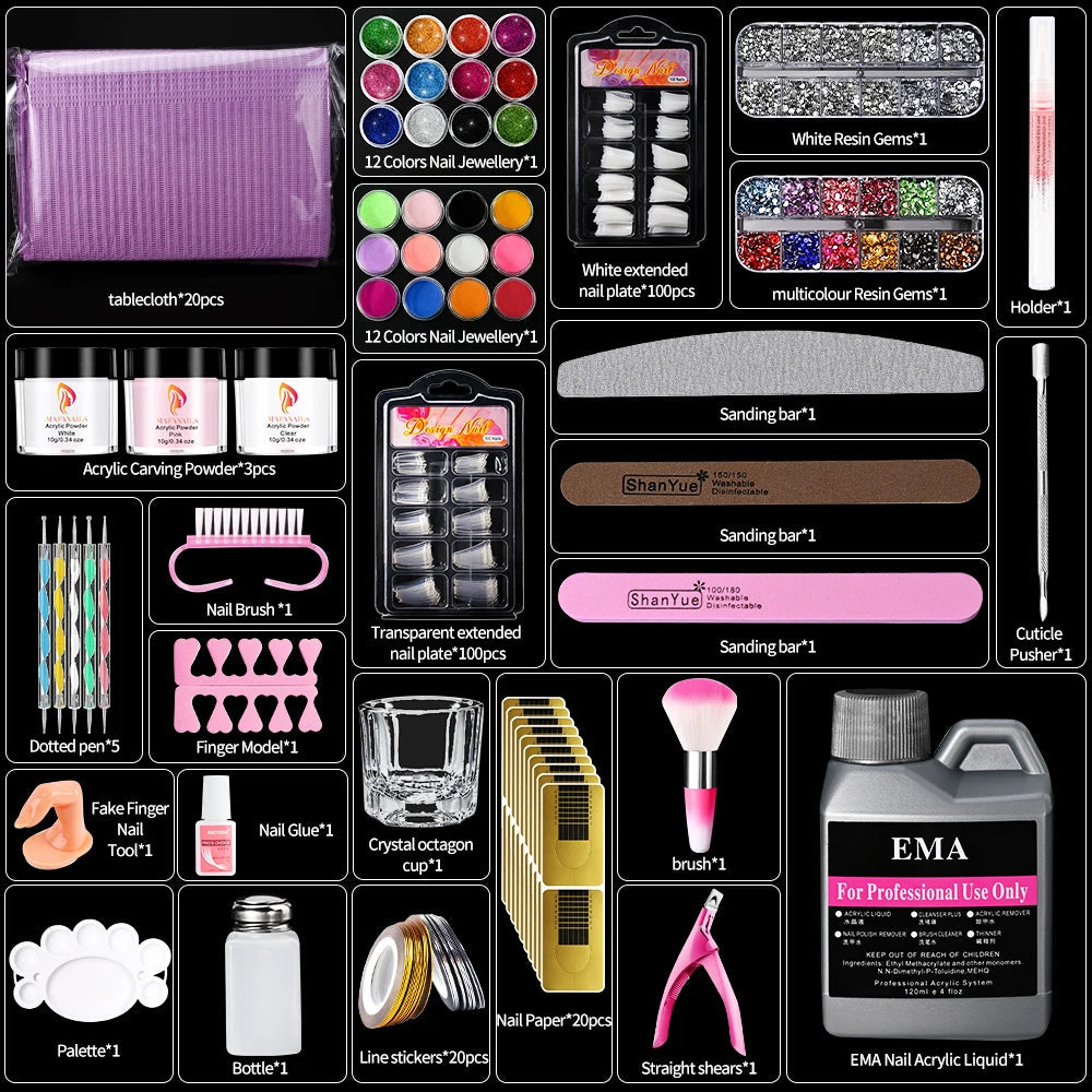 Nail Kit Set Acrylic Powder Monomer Acrylic Liquid For Nail Extension Professional Gel Manicure Set False Nails Art Tools Set *&    Home Decor Supply | Online Retail | ShoreShopper.com