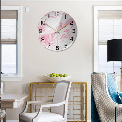 Black Gold Marble Metal Needle Modern Acrylic Round Clock 12"    Home Decor Supply | Online Retail | ShoreShopper.com
