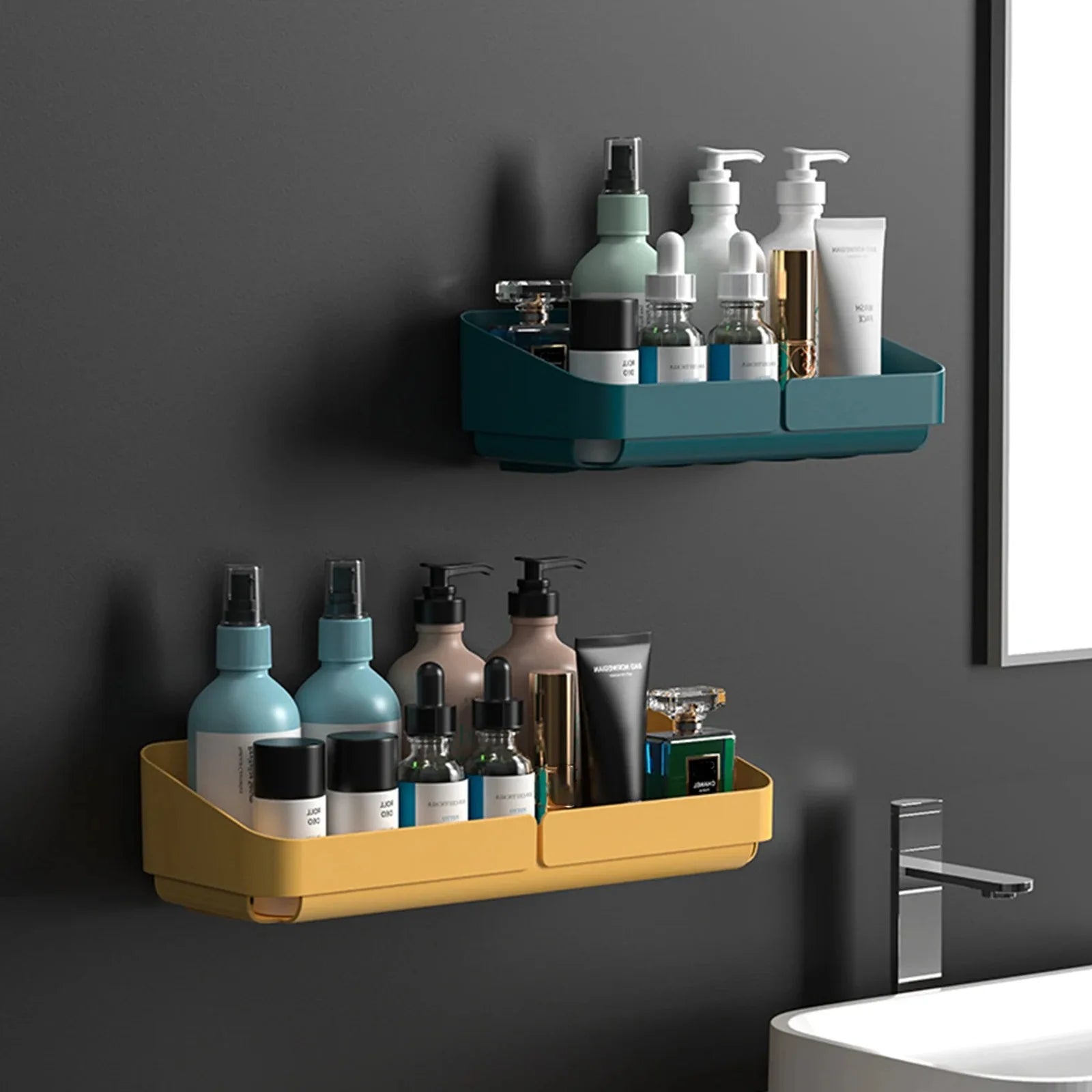 Bathroom  Kitchen Convenience Rack Shelf Makeup Storage Organizer Shower Shelf Cosmetics Shampoo Rack  Wall Spice No Drilling    Home Decor Supply | Online Retail | ShoreShopper.com