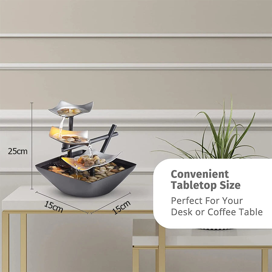 Mini Zen Desktop Fountain - LED Waterfall for Office Desk, Feng Shui Decor & Meditation Relaxation    Home Decor Supply | Online Retail | ShoreShopper.com