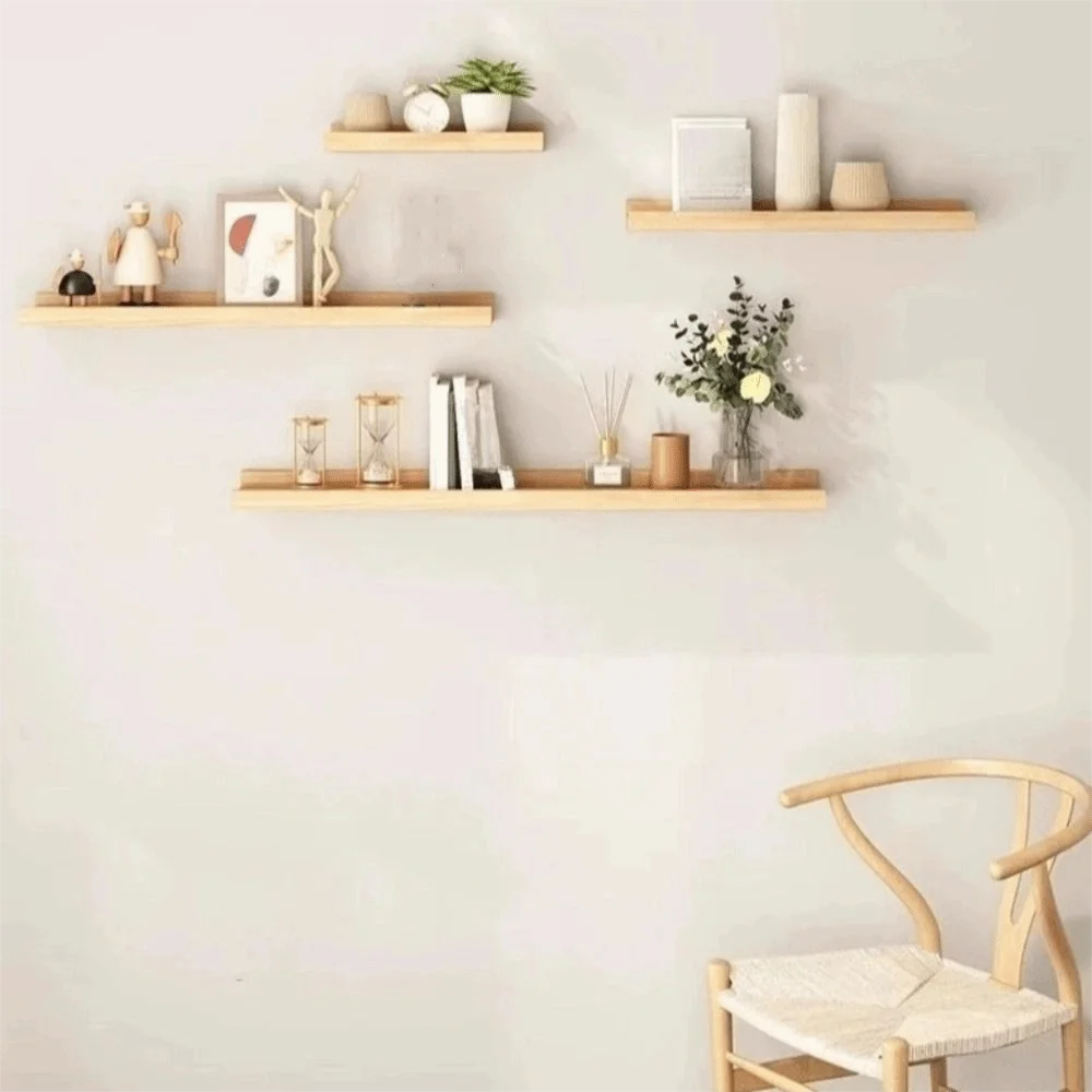 Space Saving Wooden Floating Shelf Minimalist Style Decorative Display Stand Rustic Bookshelf Organizer Living Room    Home Decor Supply | Online Retail | ShoreShopper.com