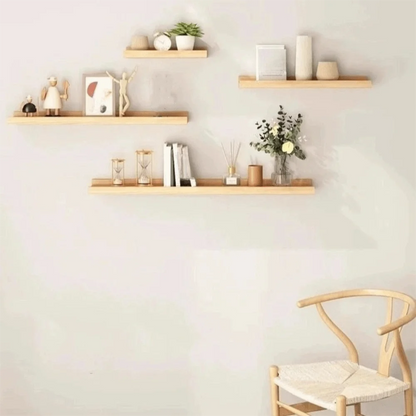 Space Saving Wooden Floating Shelf Minimalist Style Decorative Display Stand Rustic Bookshelf Organizer Living Room    Home Decor Supply | Online Retail | ShoreShopper.com