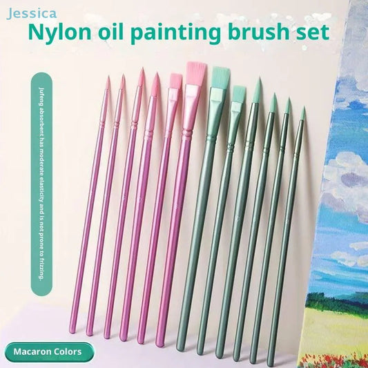 ♥Nylon Bristle Wooden Handle Pointed And Flat Watercolor Paintbrush Set For Art, Acrylic, Gouache, And Oil Painting    Home Decor Supply | Online Retail | ShoreShopper.com