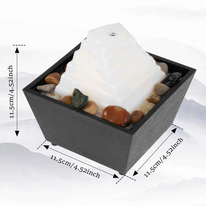 Tabletop Fountain Small Waterfall Fountain Desktop Decor With Light And Pebble USB Powered Sound Relaxation Fountain Ornament
