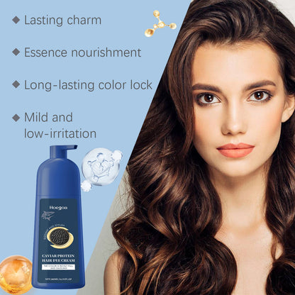 Caviar Protein Hair Dye Shampoo Gray White Hair Color Treatment Smoothing Nourishing Fast Natural Herbal Color Hair Cream 500ml - ShoreCo.Shop