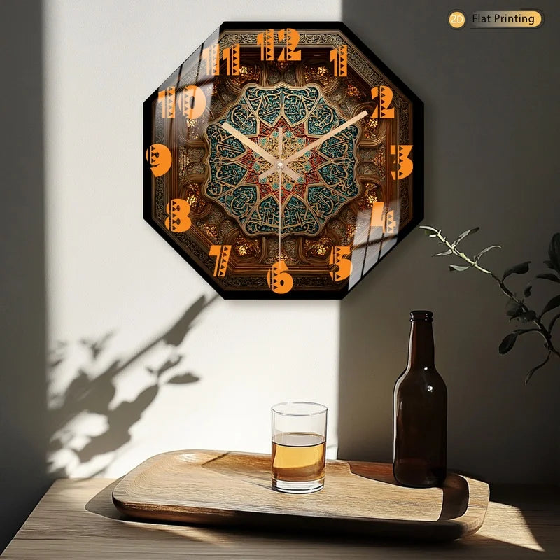 2D-Flat Distinctive Islamic Calligraphy Octagon Intricate Geometric Wall Clock for Office Kitchen Halloween Mother's Day Gifts    Home Decor Supply | Online Retail | ShoreShopper.com