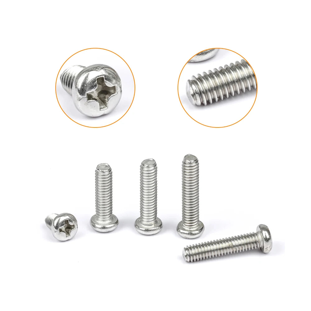 M1 M1.2 M1.4 M1.6 M2.5 M3 304 Stainless Steel Round Head Cross Small Screw Set Metric Thread Machine Bolt Assortment Kit Set    Home Decor Supply | Online Retail | ShoreShopper.com