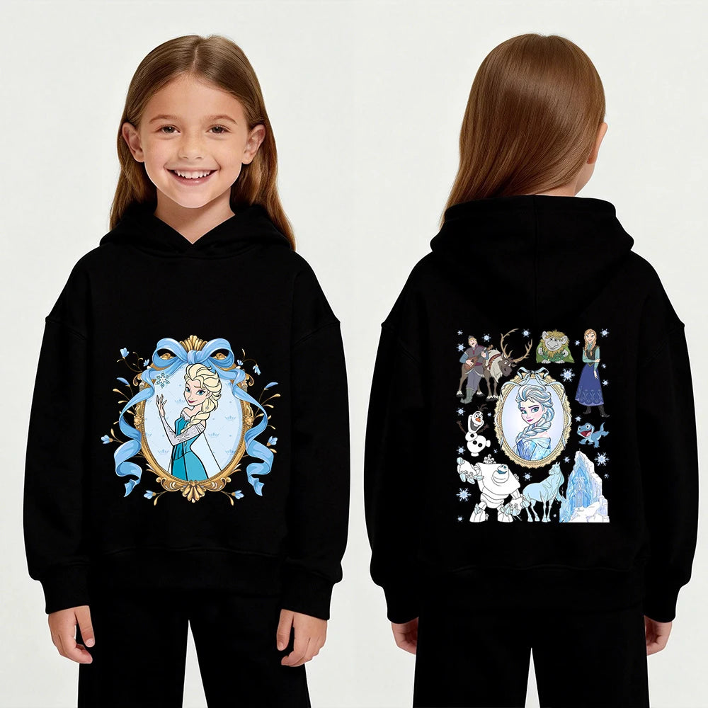 Disney Princess Elsa Cartoon Print Autumn/Winter Children's Fashion Casual Warm Hoodie Coat - ShoreCo.Shop