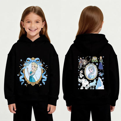 Disney Princess Elsa Cartoon Print Autumn/Winter Children's Fashion Casual Warm Hoodie Coat - ShoreCo.Shop