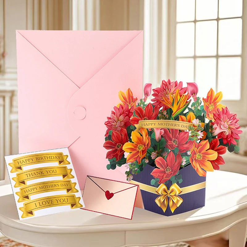 3D Creative Bouquet Gift Card for Mother Father Wife Friends Blessing Card Gift for Mothers Fathers Day Thank You Greeting Cards    Your Coastal Marketplace | Shoreshopper.com
