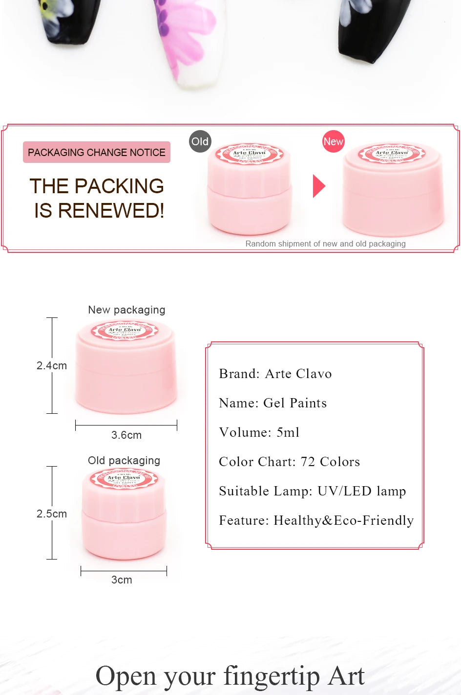 Arte Clavo Painting Gel 72 Colors 5ml Professional Nail Paint Color Gel Polish For Nail Art UV Gel Lacquer Gel Top Coat Manicure    Home Decor Supply | Online Retail | ShoreShopper.com