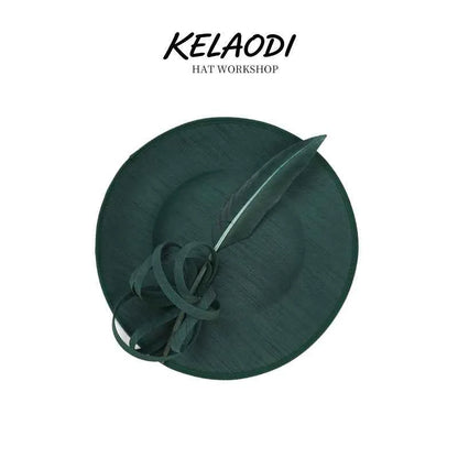 Hat Luxury Headwear Elegant Round Feather Headband Charming Hat Cocktail Party Wedding Headwear Guests Tea Party Top Hat