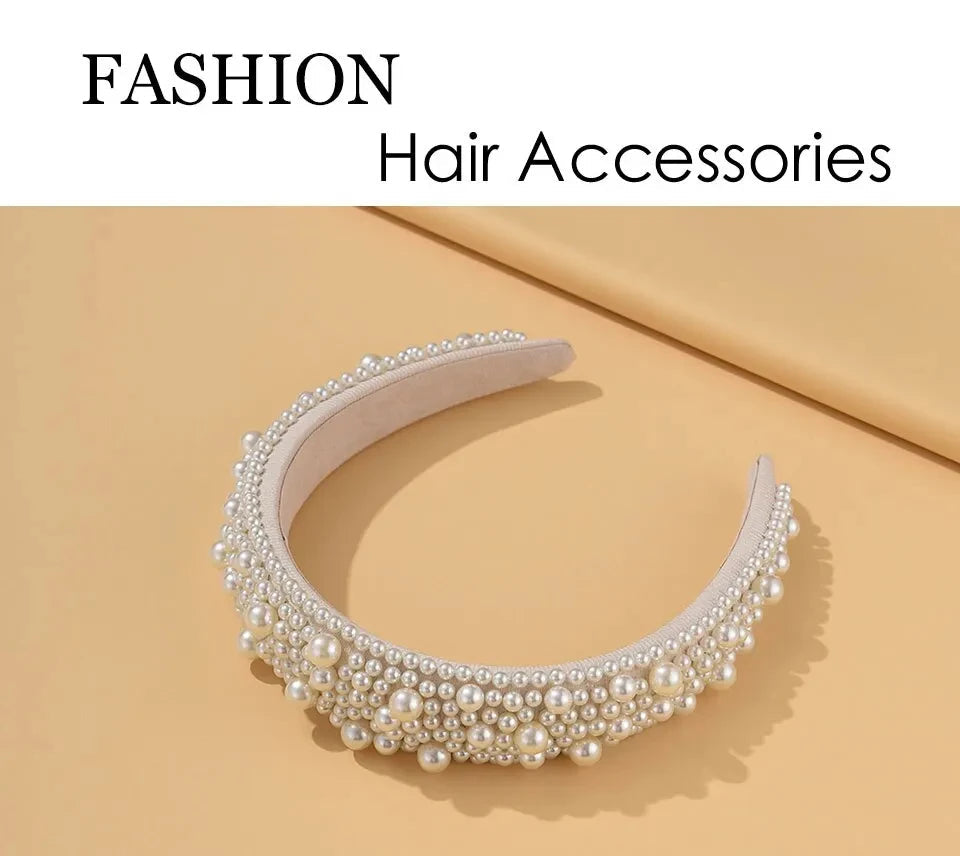 Headband For Women Wedding Bridal Hair Accessories Handmade Wide Hair Hoop Girls Headwear Wedding 2023 Jewelry White Pearl    Your Coastal Marketplace | Shoreshopper.com