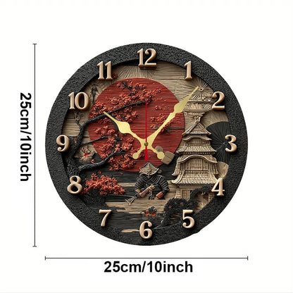 Samurai Themed Wooden Round Silent Hanging Wall Clock, Suitable For Living Room, Office, Study Room, Bedroom, Home Decoration    Home Decor Supply | Online Retail | ShoreShopper.com