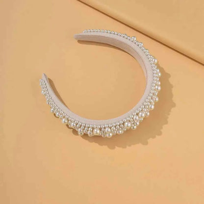 Headband For Women Wedding Bridal Hair Accessories Handmade Wide Hair Hoop Girls Headwear Wedding 2023 Jewelry White Pearl