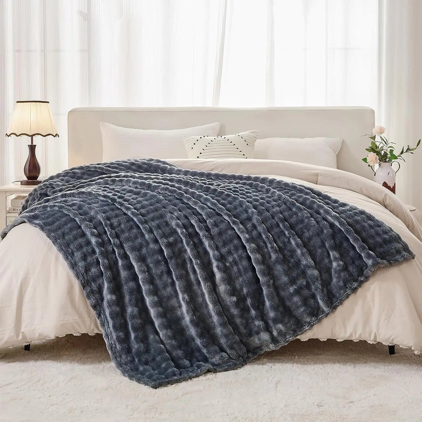 3D Bubble White Plush Blanket Textured Flannel Fleece Soft Warm Cozy Couch Throw Blanket Gift Plaid - Soft Throw Blankets    Your Coastal Marketplace | Shoreshopper.com