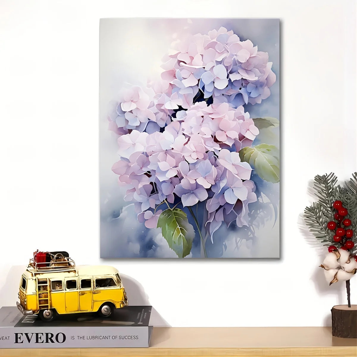 Hydrangea Floral Canvas Wall Art - Framed 11.8x15.7in Decor for Living Room, Bedroom, Kitchen, Office, Great Gift Idea    Home Decor Supply | Online Retail | ShoreShopper.com