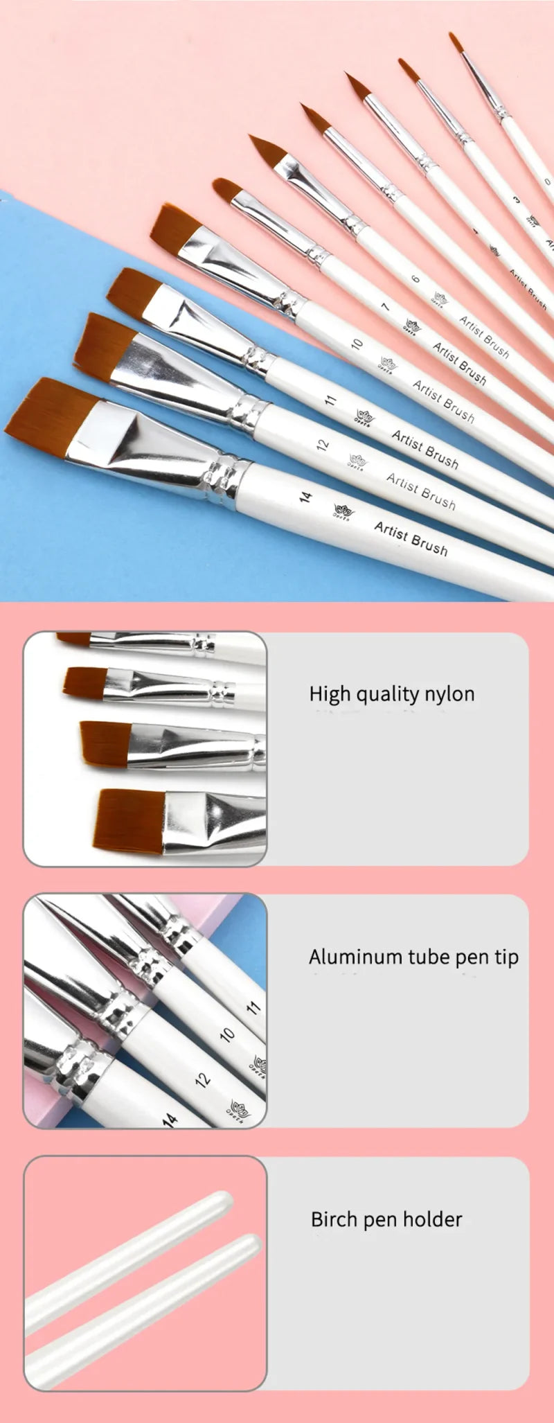 10pcs Multifunctional Art Painting Brushes Set Artist Art Painting Hook Line Watercolor Gouache Oil Painting Brush Art Supplies    Home Decor Supply | Online Retail | ShoreShopper.com