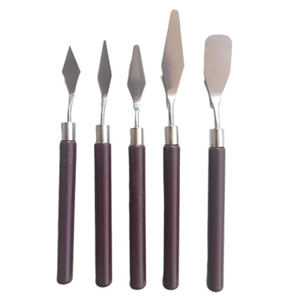 5pcs Art Oil Painting Scraper Paint Scraper Wooden Handle Palette Knife Set for Gouache Oil Painting Learners    Home Decor Supply | Online Retail | ShoreShopper.com