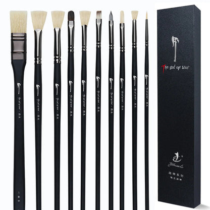 10 Pcs Paint Brushes Set Bristle Hair Professional Drawing Long Rod Painting Brush Oil Acrylic Watercolor Art Supplies    Home Decor Supply | Online Retail | ShoreShopper.com