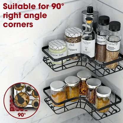No Drilling Stainless Steel Triangle Double Layer Shelf for Bathroom Balcony Kitchen Corner Storage Space Saving Durable Design    Home Decor Supply | Online Retail | ShoreShopper.com