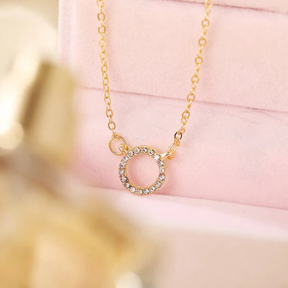Fashion Trend Elegant Jewelry Simple Crystal Circle Pendant Necklace Golden Color Unquie Women Necklace Party Gift Wholesale    Home Decor Supply | Online Retail | ShoreShopper.com