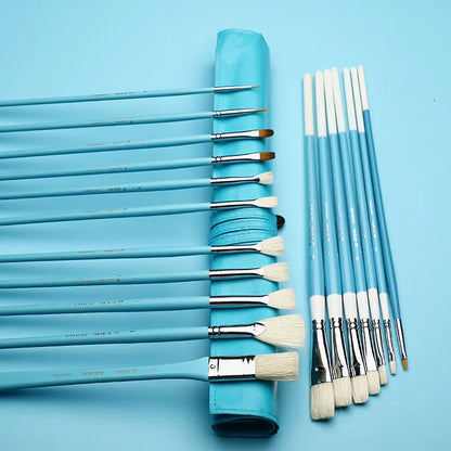 18 pcs/set Art supplies gouache oil painting dedicated acrylic painting brush Blue long birch rod Mixed hair paint brush    Home Decor Supply | Online Retail | ShoreShopper.com