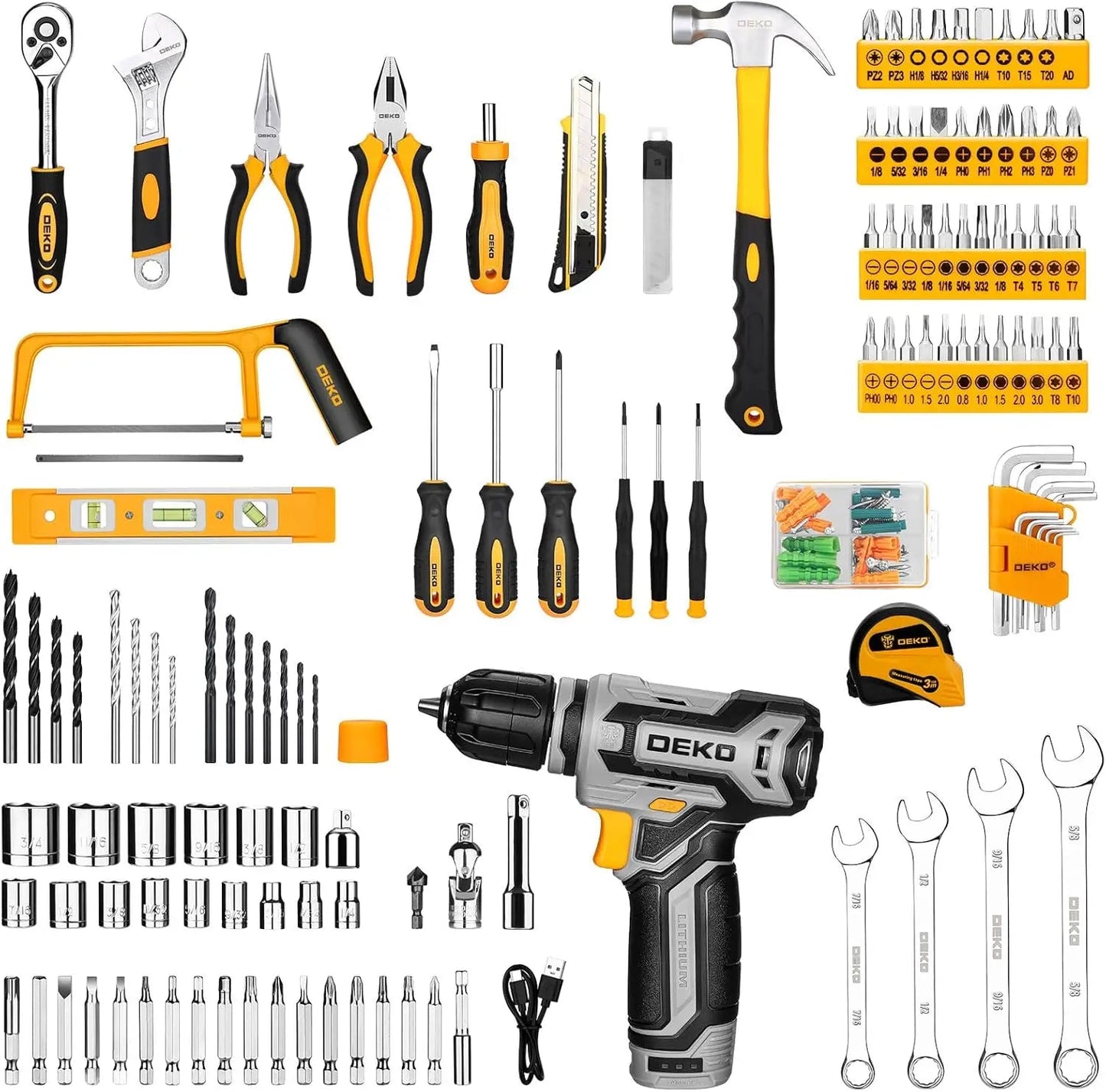 DEKO Home Mechanic Toolbox with 12V Power Cordless Drill Hand Repair Tools Sets Combo Kits Storage Organizer Drawer Case    Home Decor Supply | Online Retail | ShoreShopper.com