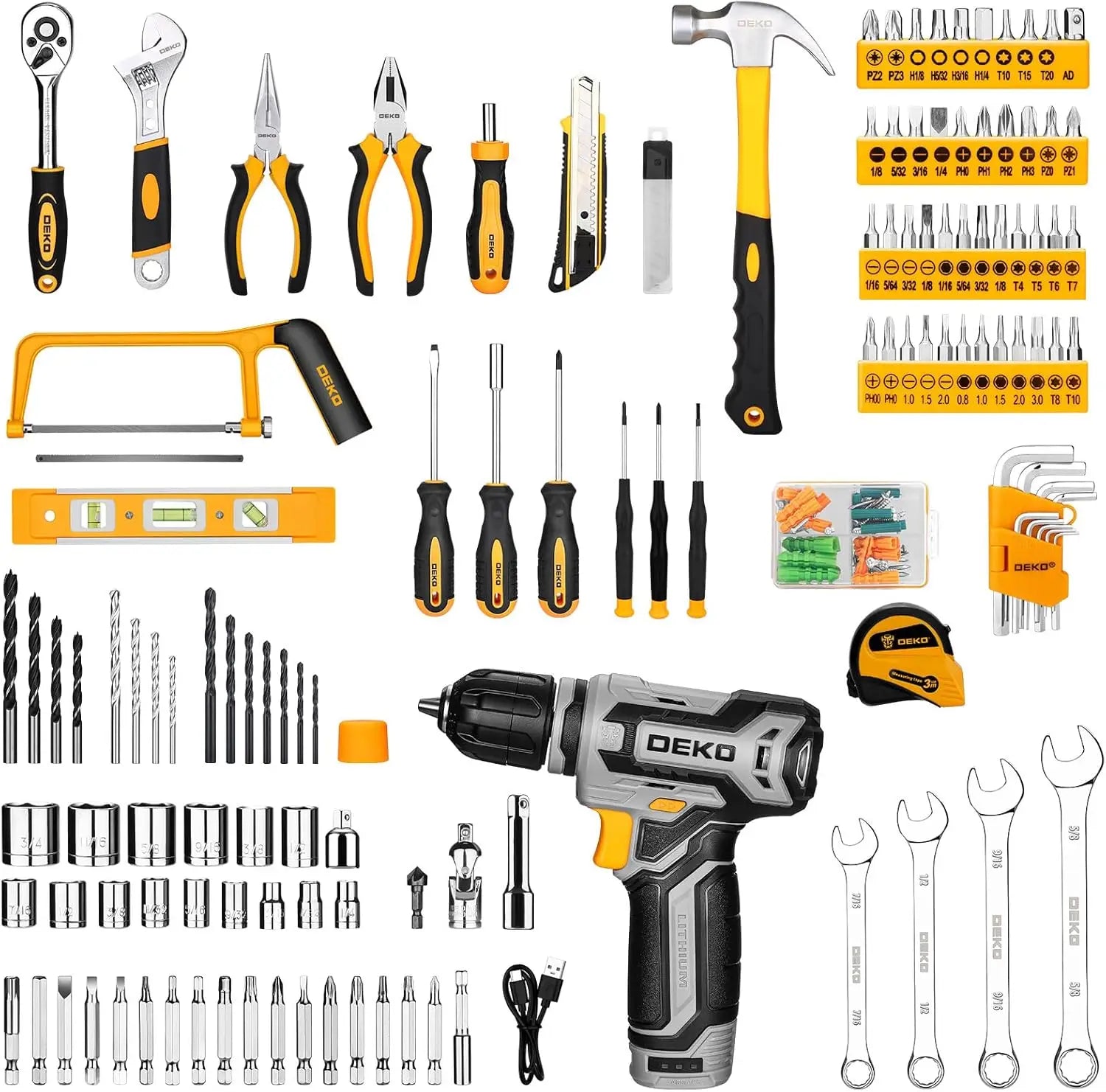 DEKO Home Mechanic Toolbox with 12V Power Cordless Drill Hand Repair Tools Sets Combo Kits Storage Organizer Drawer Case    Home Decor Supply | Online Retail | ShoreShopper.com