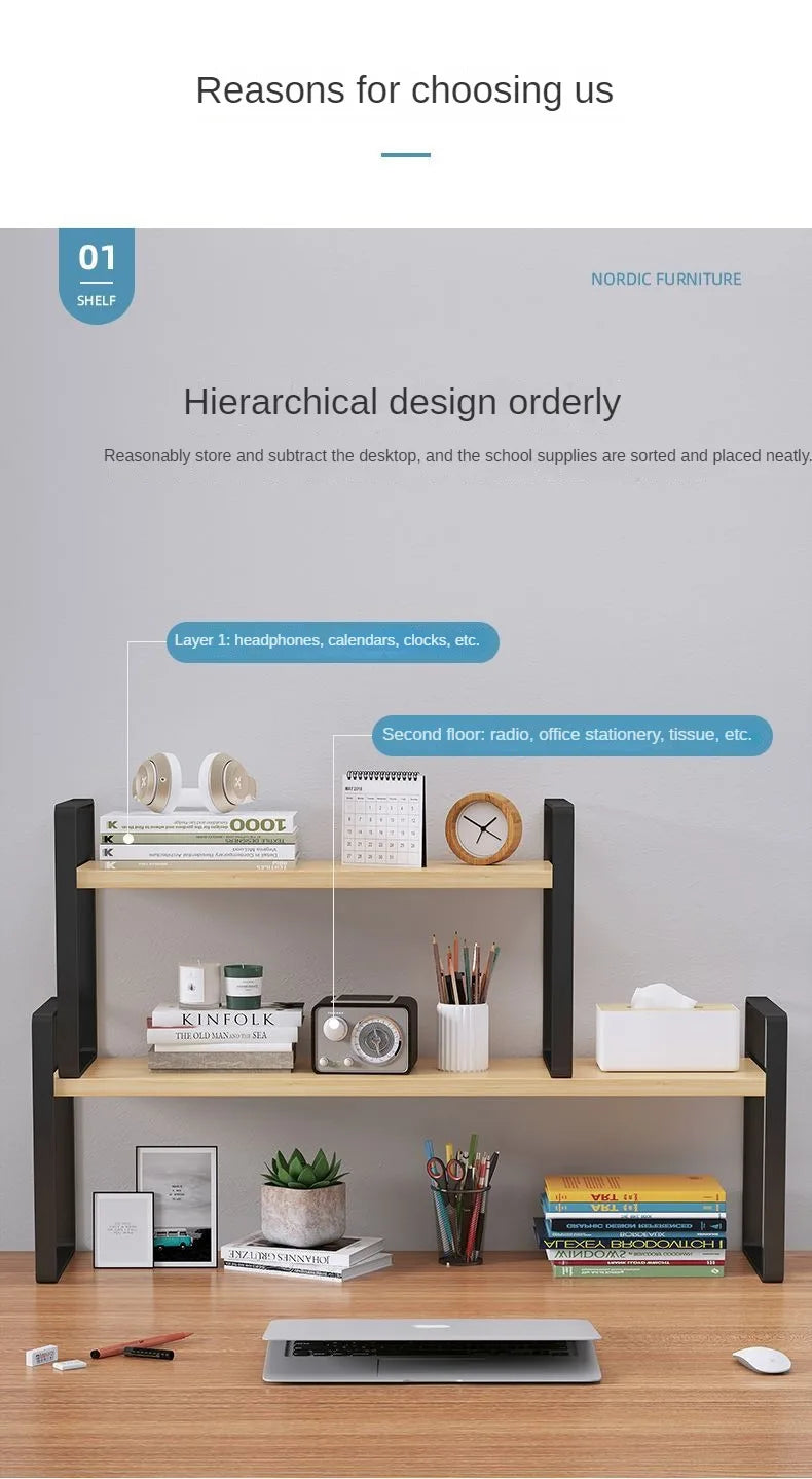 Shelf Desktop Storage  Bookshelf Student Desk Shelves Racks Office Computer Desk Tiered Cabinet Home Storage Holders Organizer    Home Decor Supply | Online Retail | ShoreShopper.com