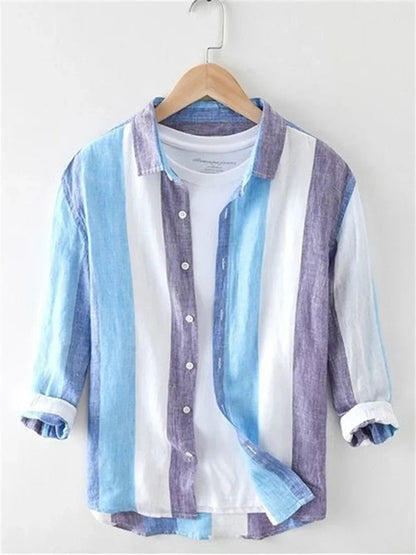 Striped shirt men's 2025 Man Plaid Shirts Cotton Chemise Male Blouses Casual Long Sleeve Formal Business Shirt Men's Clothing    Home Decor Supply | Online Retail | ShoreShopper.com