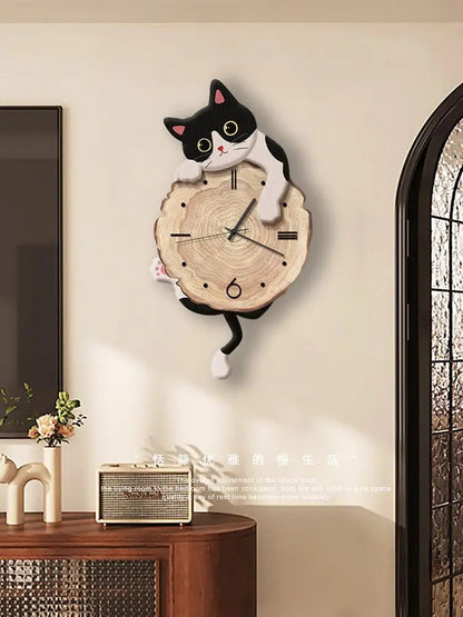 Cartoon Cat Wall Clock Creative Cat Tail Swing Wall Clock Quartz Mute Wall Clock Home Decoration Living Room Bedroom Decoration    Home Decor Supply | Online Retail | ShoreShopper.com