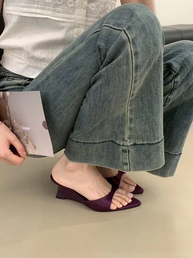 Women's Slippers Fashion 2026 Summer Elegant High Heels Outdoor Banquet Wedge Heel Pointed Toe Girls Women's Shoes 2018    Your Coastal Marketplace | Shoreshopper.com