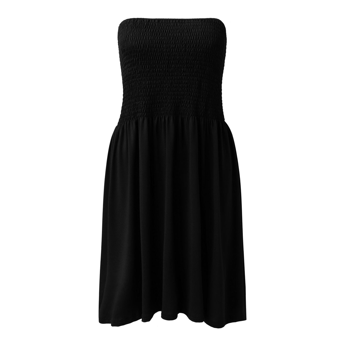 Sexy Off Shoulder Strapless Dress Women Summer Pleated Elastic Waist Party Beach Dresses Ladies Elegant Beach Flowy A Line Dress - ShoreCo.Shop