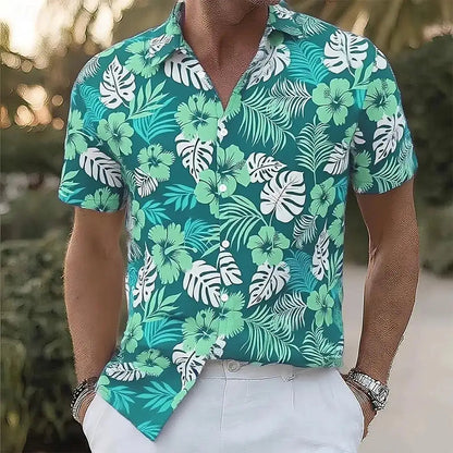 Hawaiian Vacation Beach Wear Summer Men's Floral Print Tropical Flowers Palm Leaf Summer Hawaiian Shirt Aloha Shirt Short Sleeve    Your Coastal Marketplace | Shoreshopper.com
