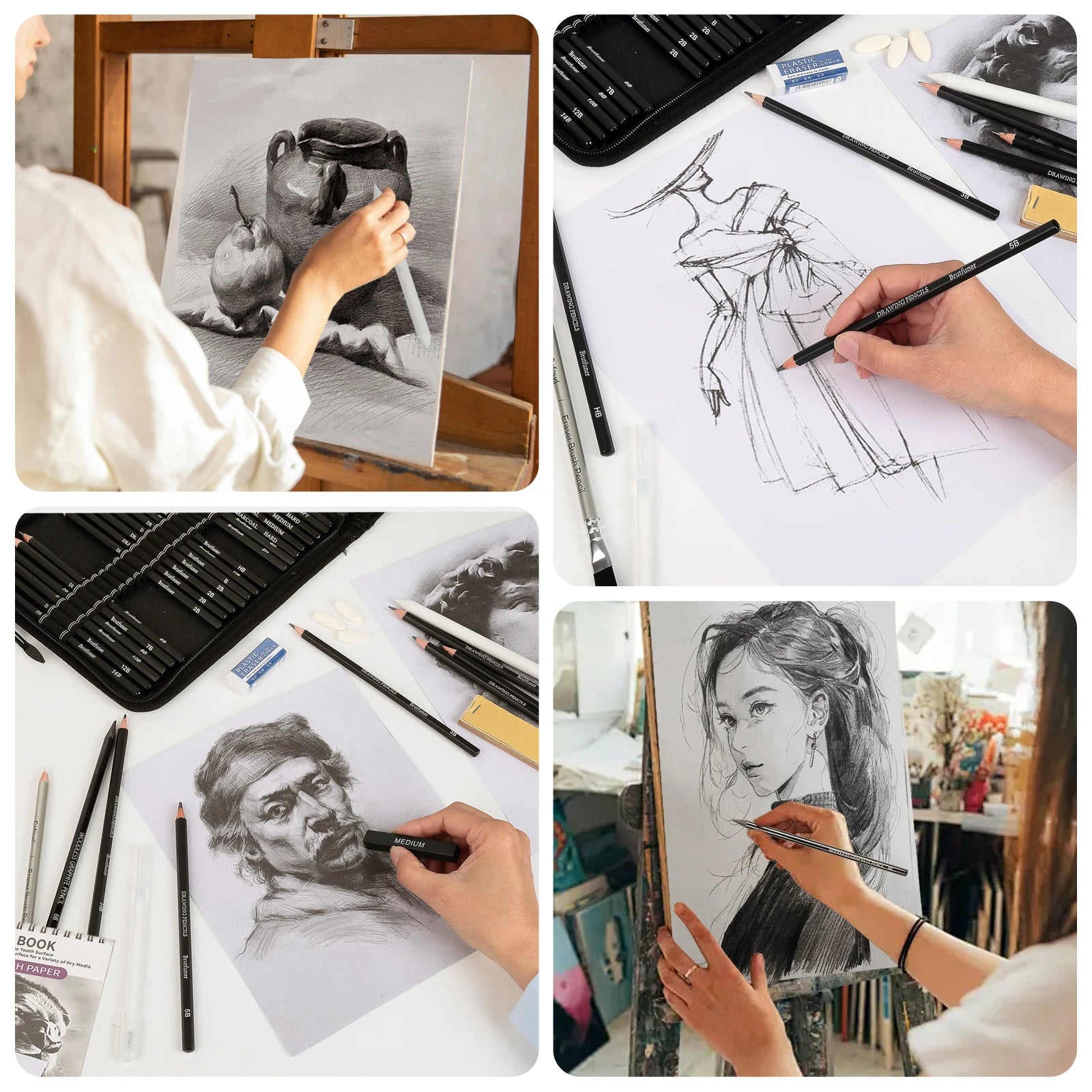 14-60 pcs Drawing Set Sketching Kit - Art Supplies,for Adults Artists with 3-Color Sketchbook,Graphite,Pastel,Charcoal Pencils    Home Decor Supply | Online Retail | ShoreShopper.com