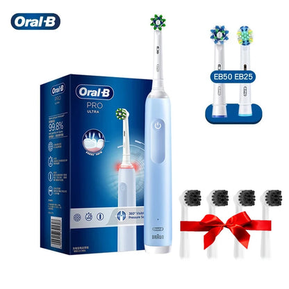 Oral B Pro 4 Ultra Electric Toothbrush 3D Rotation Rechargeable Teeth Brush Pressure Sensor 4 Brushing Modes 2 Min Timer - ShoreCo.Shop