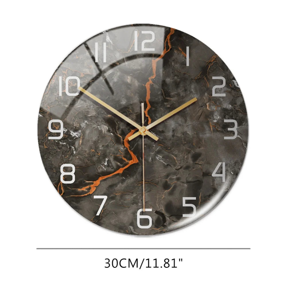 Black Gold Marble Metal Needle Modern Acrylic Round Clock 12"    Home Decor Supply | Online Retail | ShoreShopper.com