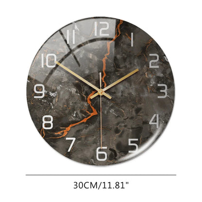 Black Gold Marble Metal Needle Modern Acrylic Round Clock 12"    Home Decor Supply | Online Retail | ShoreShopper.com
