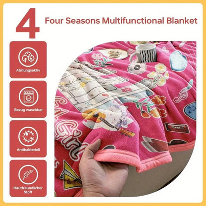 Pink Flannel Throw Blanket 60"x50" - Music & Book Lover Design with Butterflies, Flowers & Inspirational Quotes    Home Decor Supply | Online Retail | ShoreShopper.com