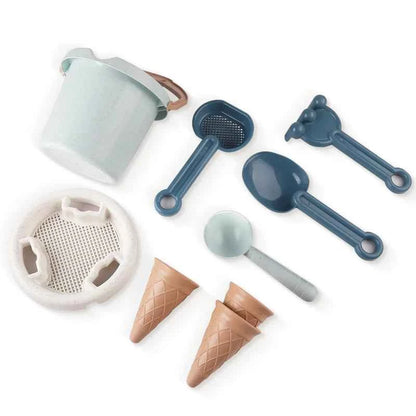 9 pieces beach toys beach bucket set A bucket, filter, accessories for homemade ice cream Can make ice ball Beach travel to