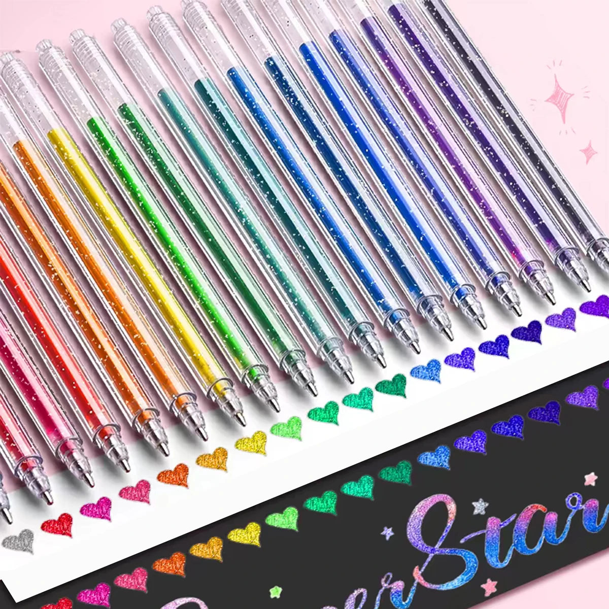 8/12/18 Color Glitter Gel Pen 1.0mm Metal Glitter Color Ballpoint Pen Paper Cardstock Diary Drawing Marking Coloring DIY Art    Home Decor Supply | Online Retail | ShoreShopper.com