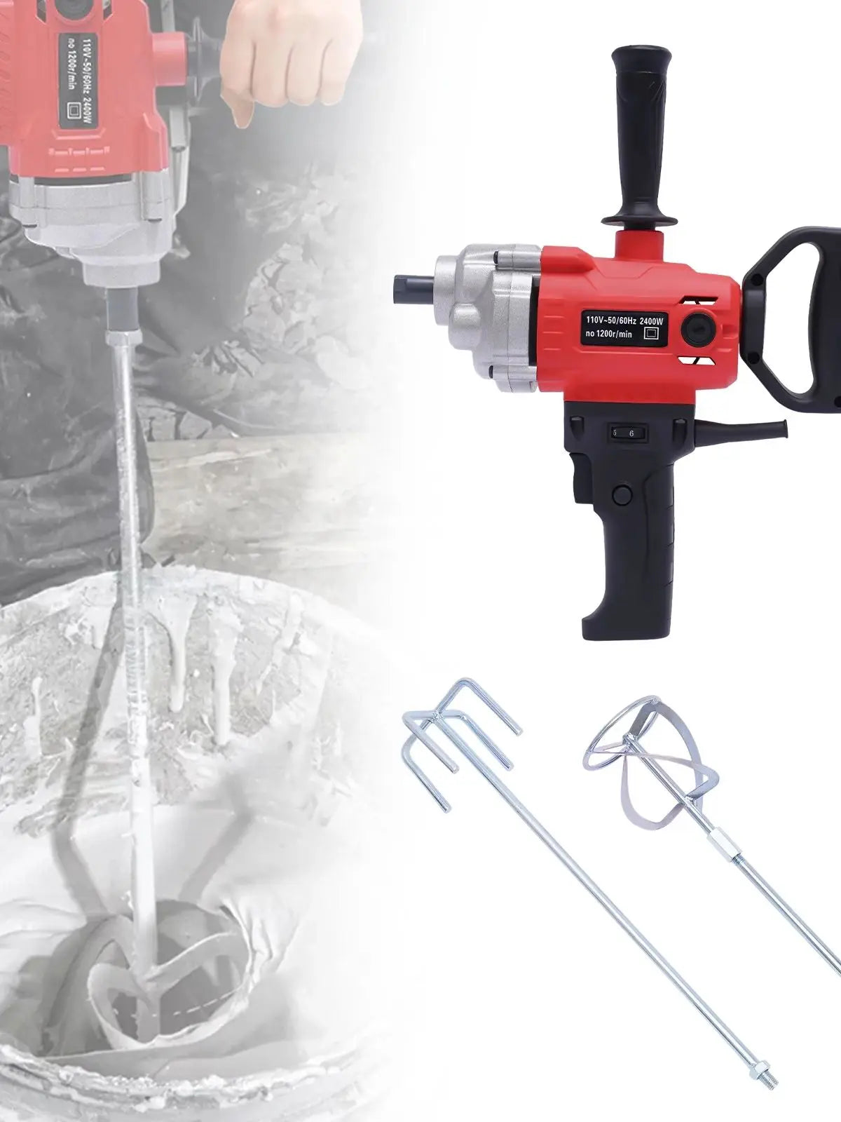 Drill Mixer Set with Spade Handle Electric Corded Mixing Drill Machine 2.4KW Concrete Mud Mixer    Home Decor Supply | Online Retail | ShoreShopper.com