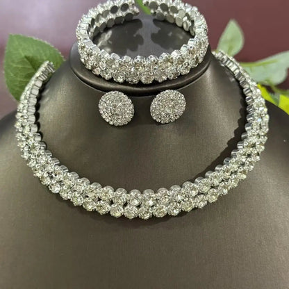 Elegant 3-Piece Crystal Jewelry Set - Rhinestone Necklace, Earrings & Bracelet    Home Decor Supply | Online Retail | ShoreShopper.com