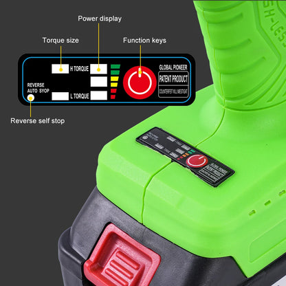Brushless electric wrench High torque lithium charging wrench impact auto repair frame worker sleeve wind cannon - ShoreCo.Shop
