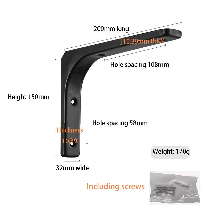 Shelf brackets L-shaped floating wall shelves black and white stainless steel bore stand bracket support hardware home    Home Decor Supply | Online Retail | ShoreShopper.com