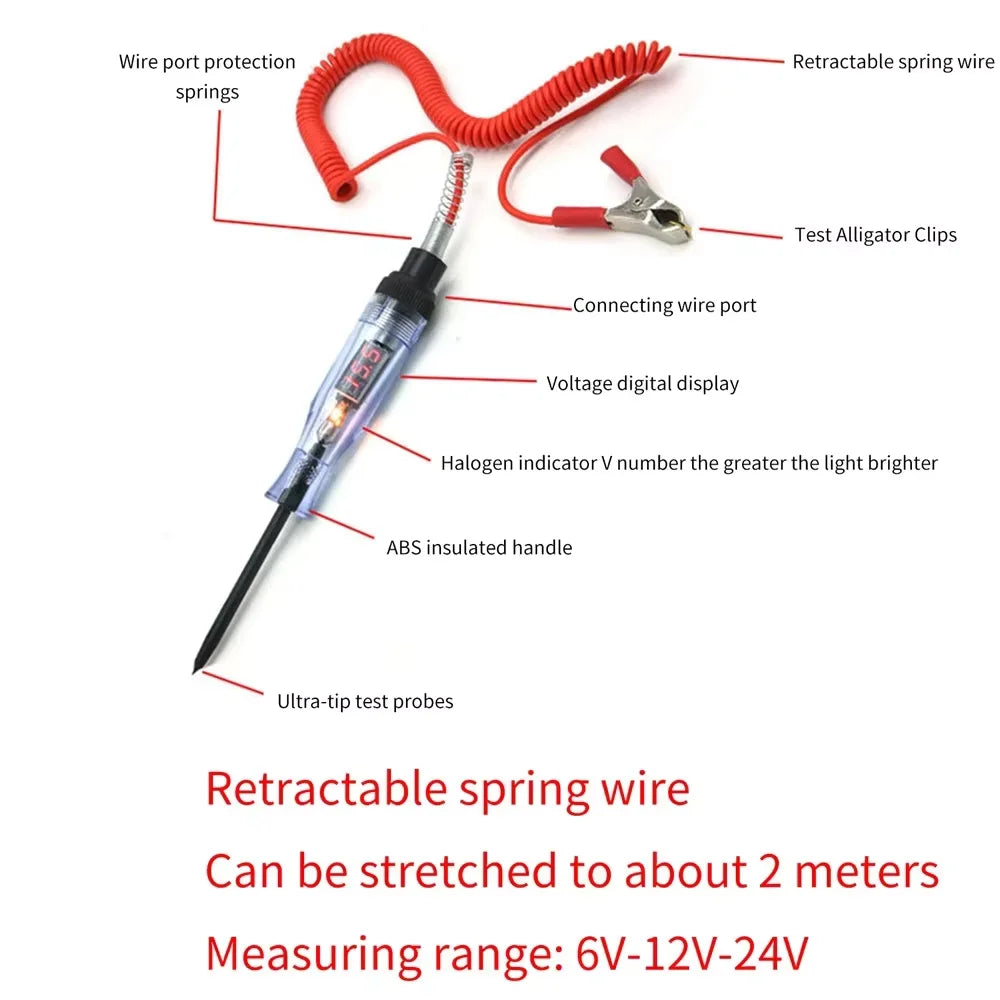 1pc 6V 12V 24V 48V 90V Car Digital Display Test Pen Circuit Test Pen Light Bulb Electric Measuring Pen Repair Tools    Home Decor Supply | Online Retail | ShoreShopper.com